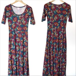 Lularoe Floral Long Rose Art Deco Dress